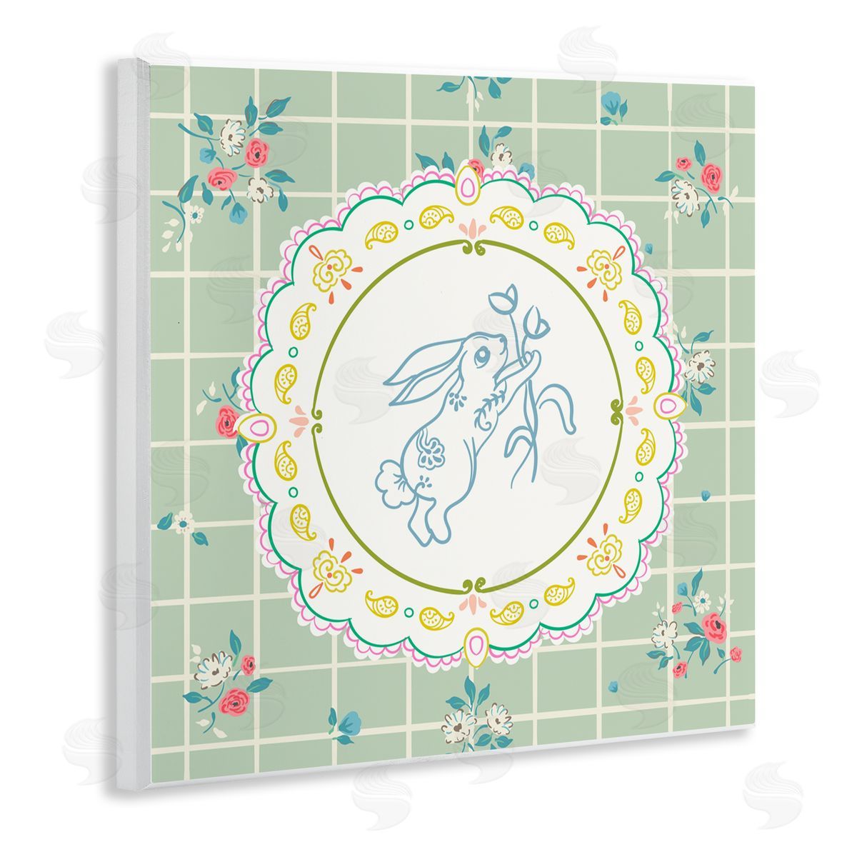 Angela Steahling Spring Bunny on Doily Wall Plaque Art Print