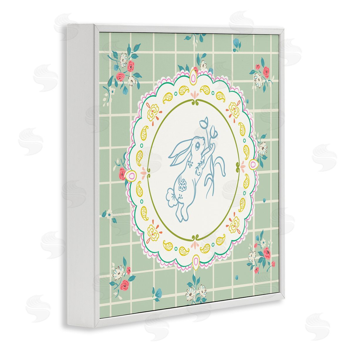 Angela Steahling Spring Bunny on Doily White Framed Giclee Wall Art Print