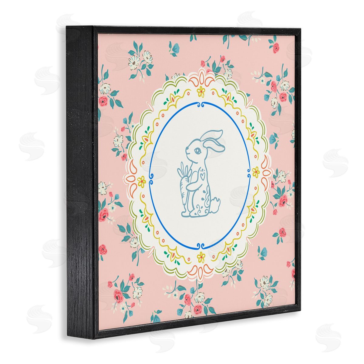 Angela Steahling Whimsical Spring Bunny Black Framed Giclee Wall Art Print