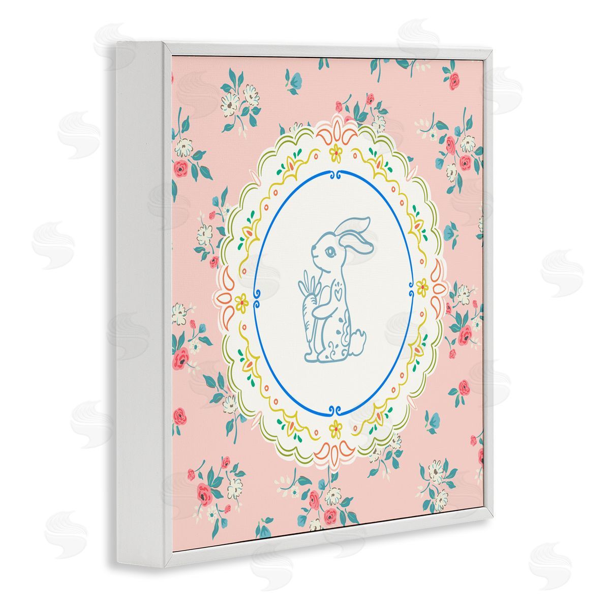 Angela Steahling Whimsical Spring Bunny White Framed Giclee Wall Art Print