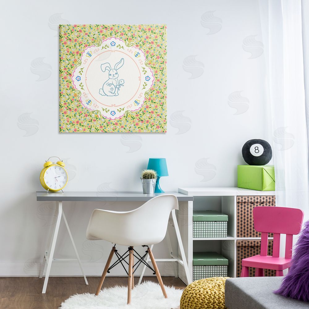 Angela Steahling Floral Spring Bunny & Sprig Canvas Art on Wall