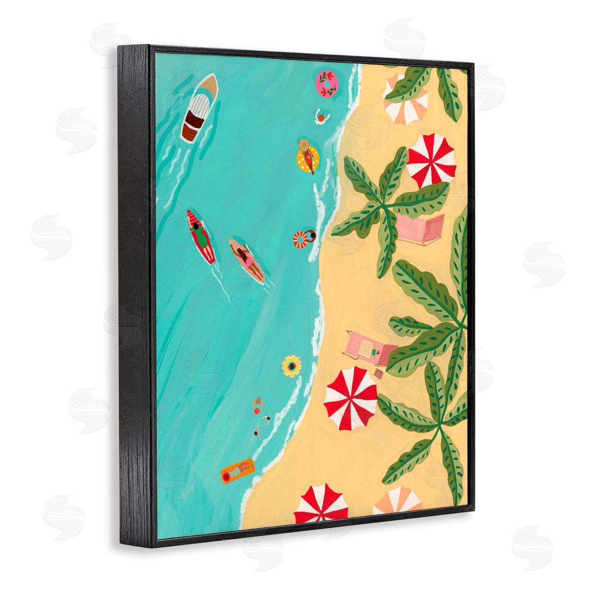 Nabeela Rumi Busy Beach Day Hangout Black Framed Giclee Print Wall Art