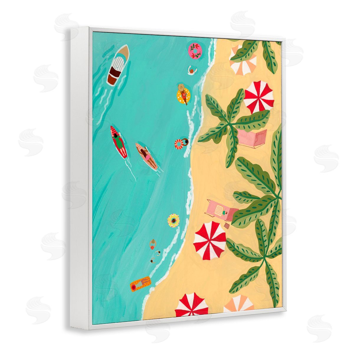 Nabeela Rumi Busy Beach Day Hangout White Framed Giclee Print Wall Art