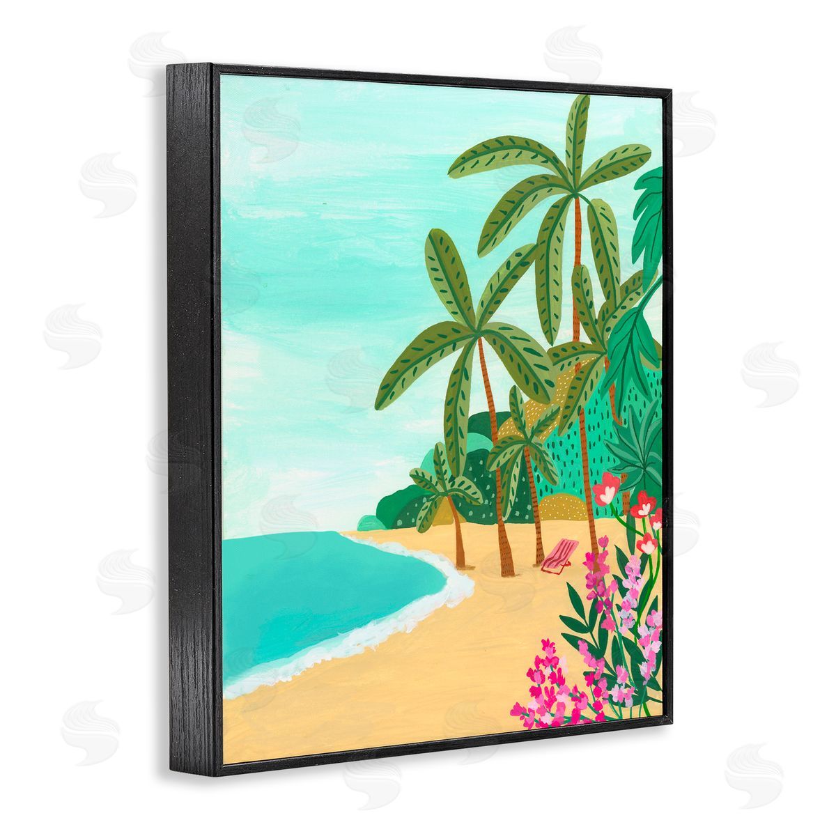 Nabeela Rumi Palm Filled Shoreline Black Framed Giclee Print Wall Art