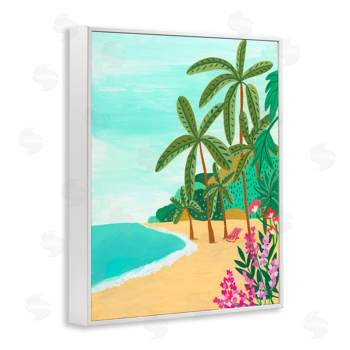 Nabeela Rumi Palm Filled Shoreline White Framed Giclee Print Wall Art