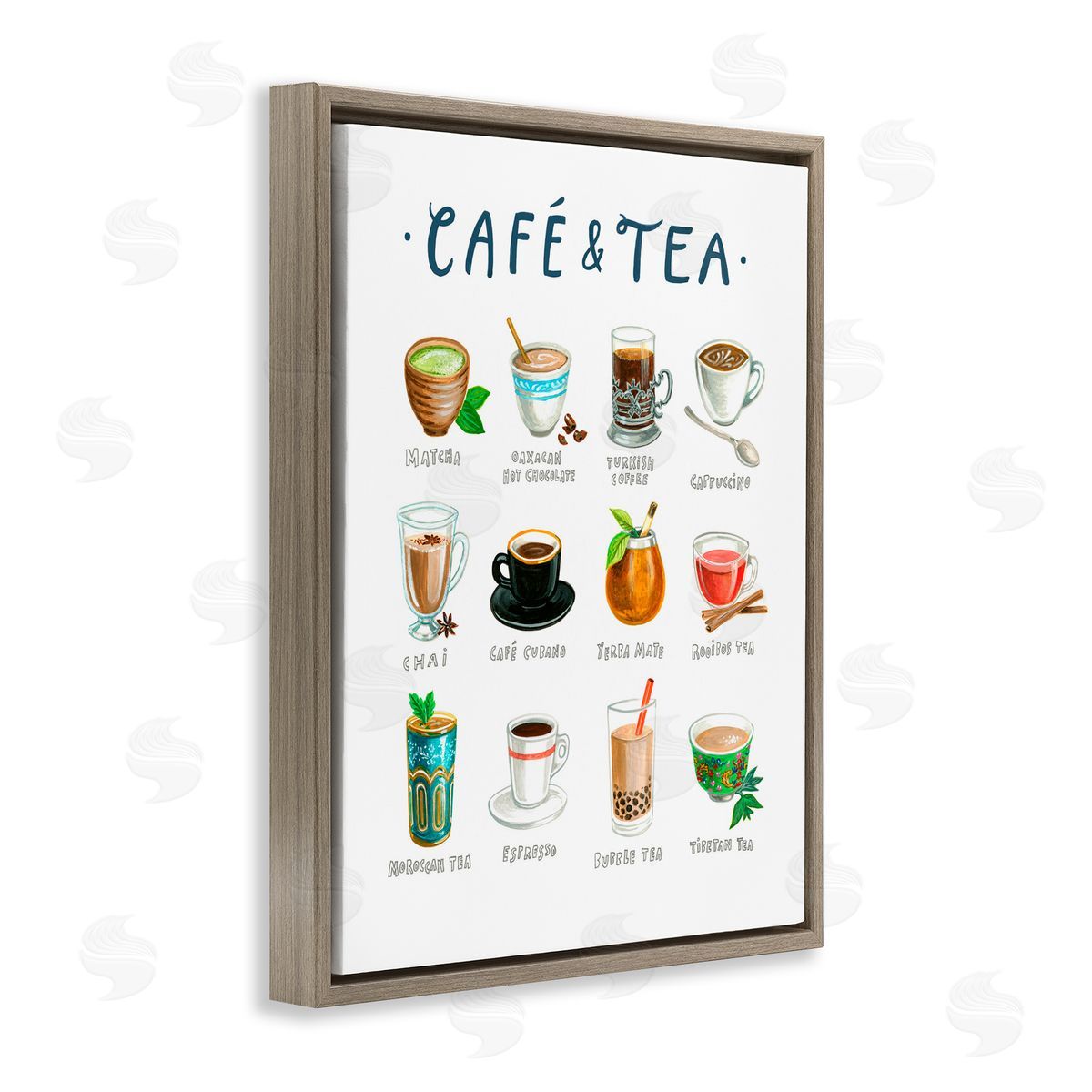 Angela Steahling Cafe & Tea Types Brown Floating Frame Canvas Wall Art Print