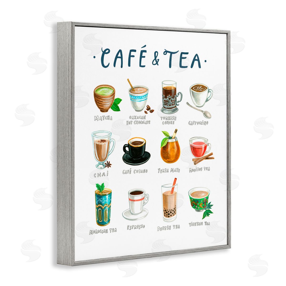 Angela Steahling Cafe & Tea Types Gray Framed Giclee Wall Art Print
