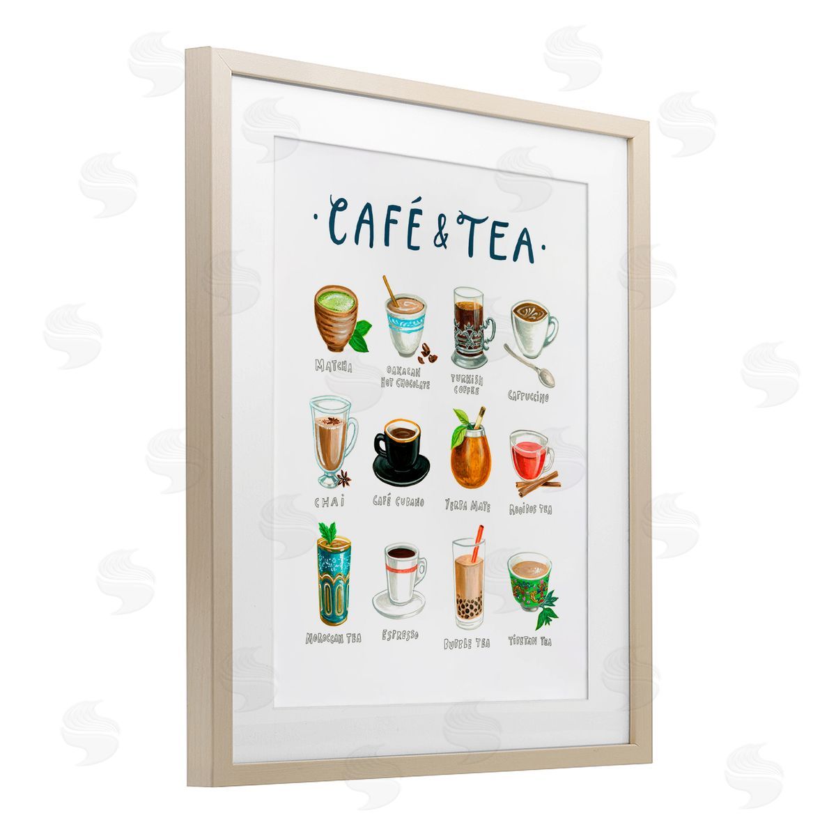 Angela Steahling Cafe & Tea Types Birch Framed Print Under Glass with White Mat Wall Art