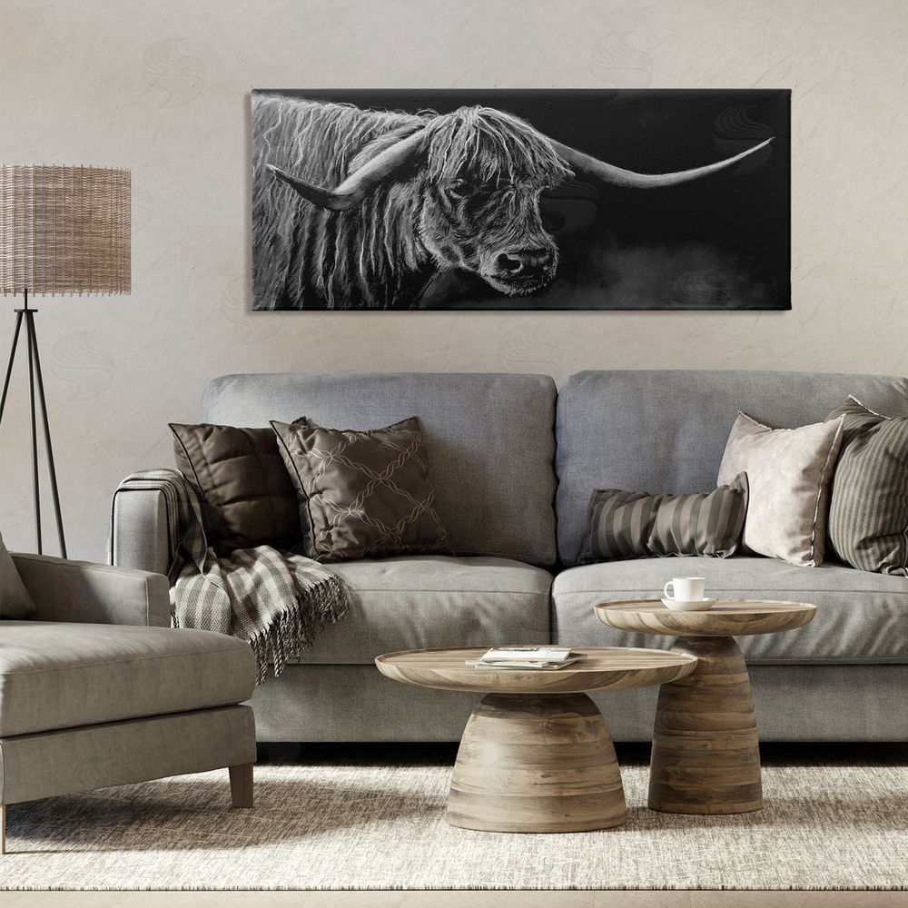 Patricia Reynolds Highland Longhorn Portrait Stretched Canvas Wall Art Print in Room