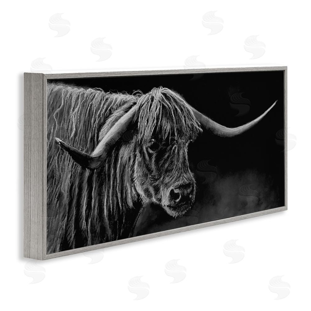 Patricia Reynolds Highland Longhorn Portrait Gray Framed Giclee Print Wall Art