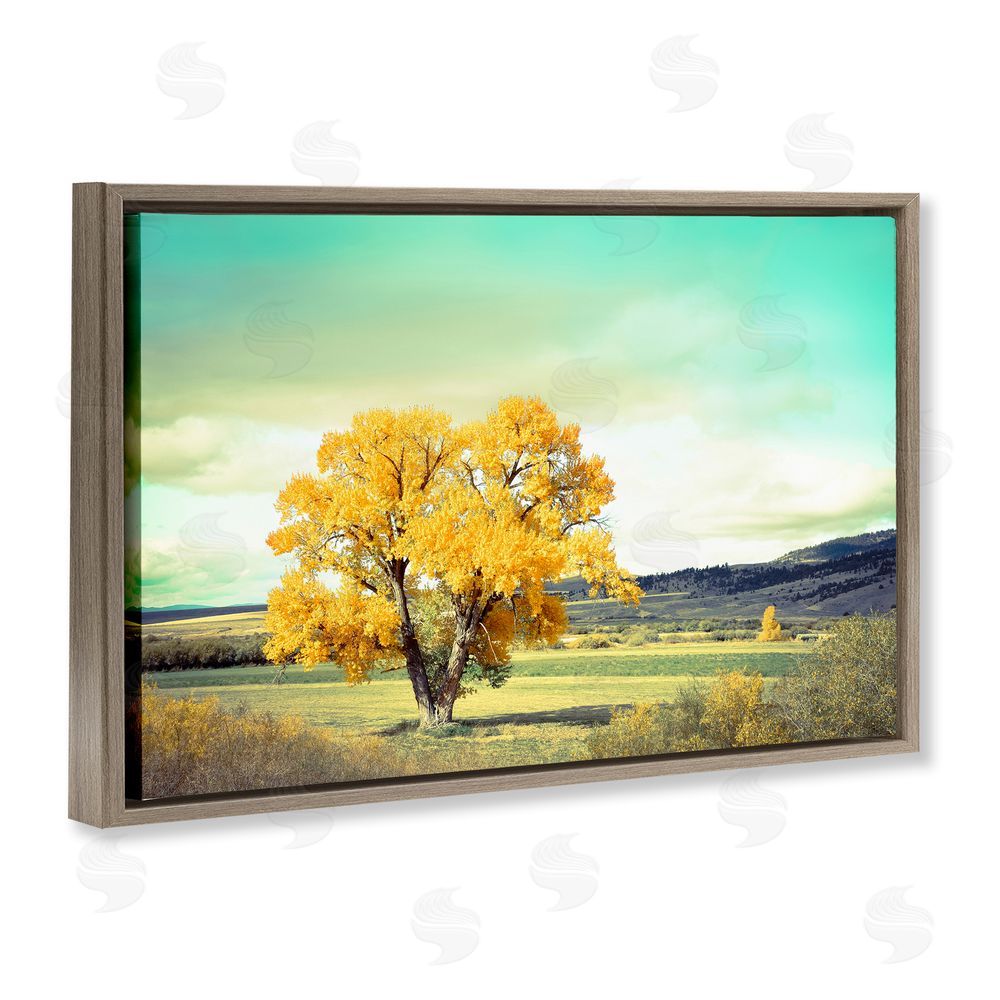 Annie Bailey Art First To Turn Tree Brown Floating Frame Canvas Wall Art Print