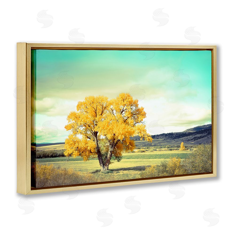 Annie Bailey Art First To Turn Tree Gold Floating Frame Canvas Wall Art Print
