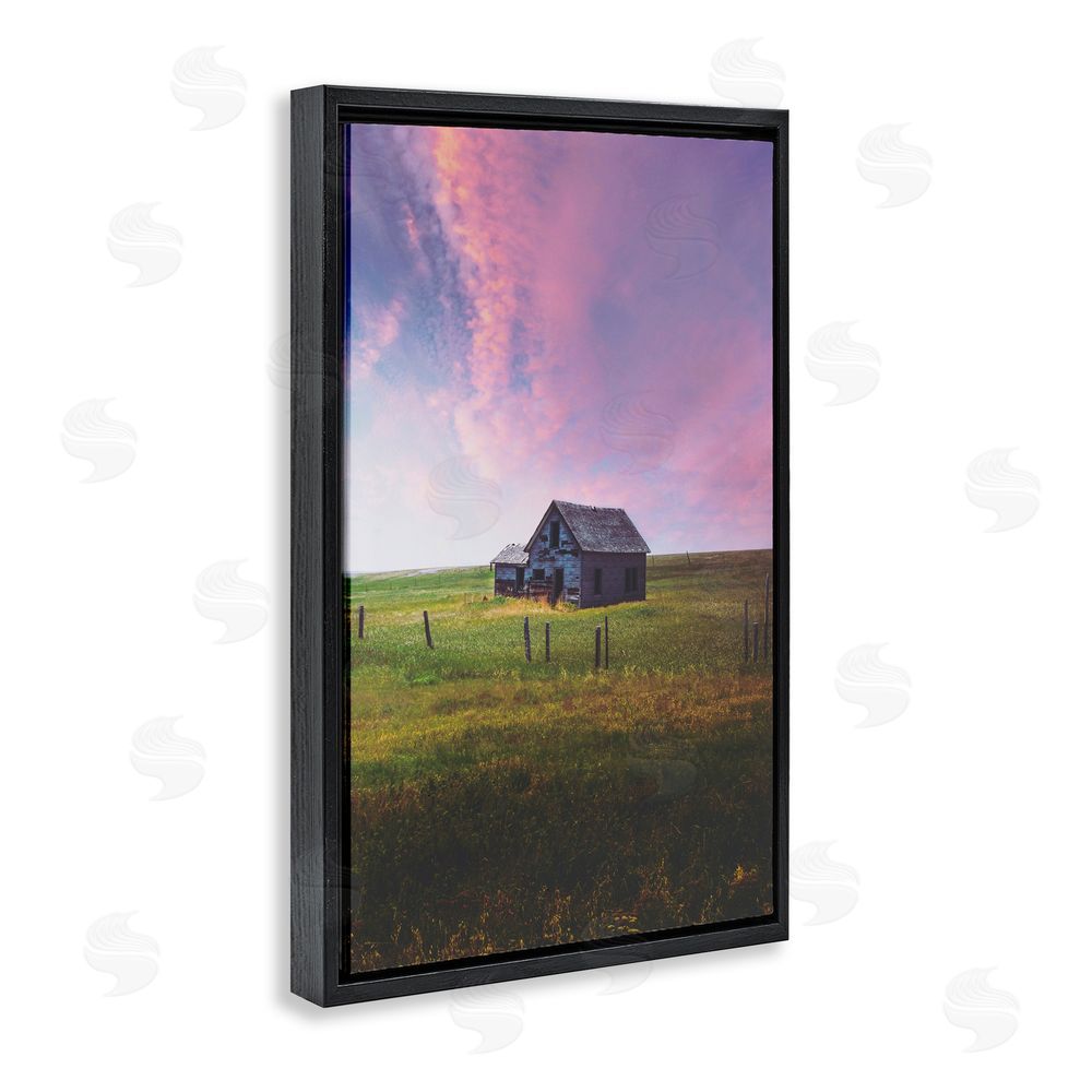 Annie Bailey Art Kinship Cottage & Pastel Sky Black Floating Frame Canvas Wall Art Print
