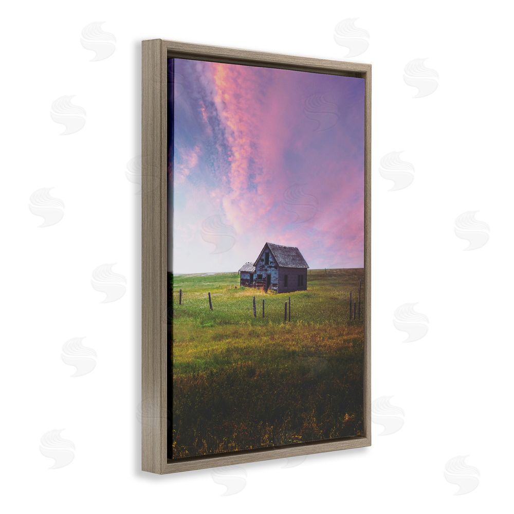 Annie Bailey Art Kinship Cottage & Pastel Sky Brown Floating Frame Canvas Wall Art Print