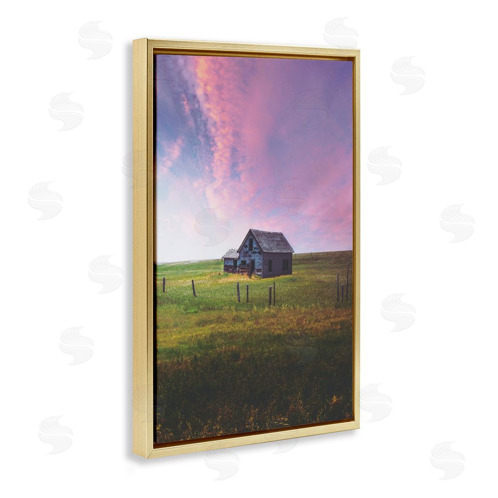 Annie Bailey Art Kinship Cottage & Pastel Sky Gold Floating Frame Canvas Wall Art Print