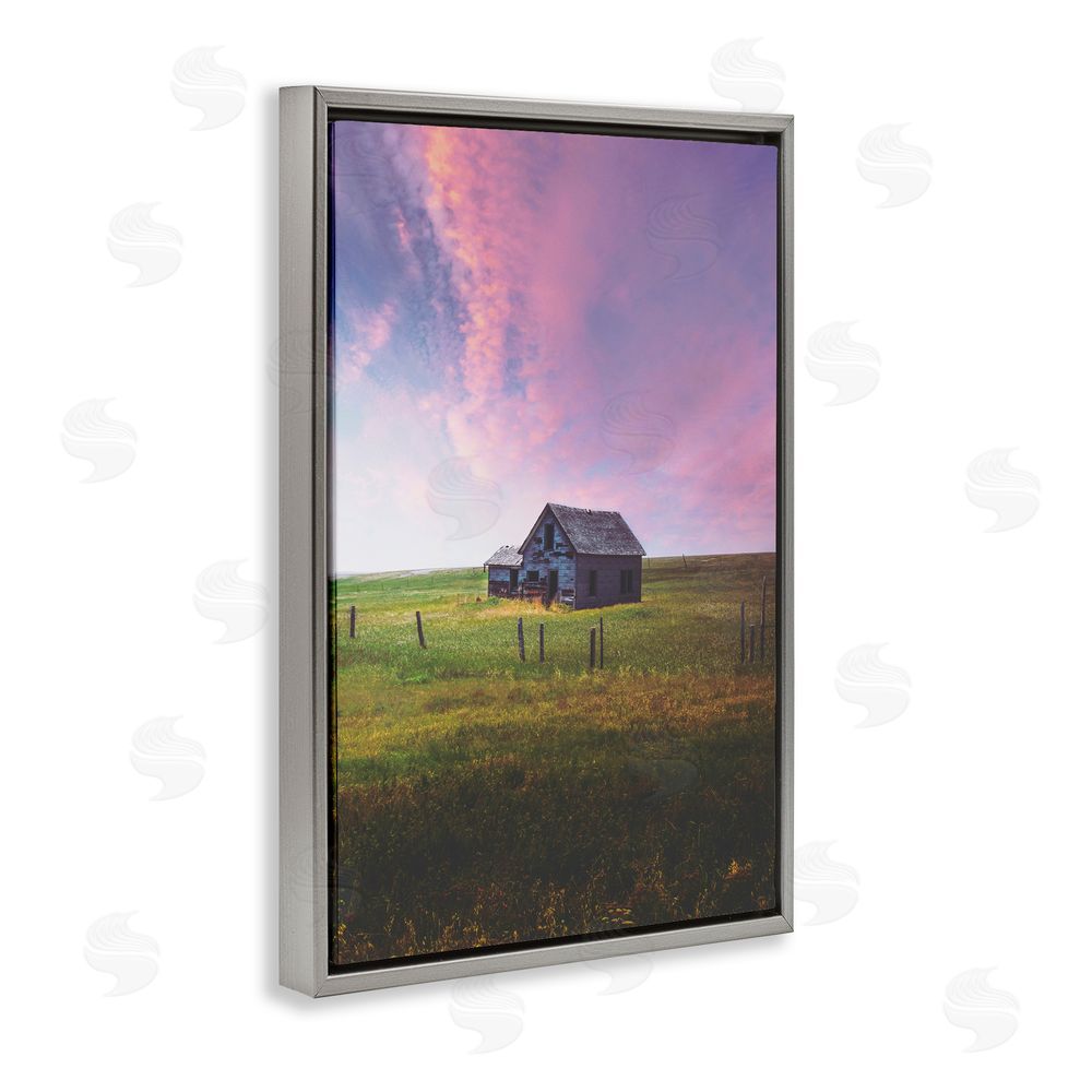 Annie Bailey Art Kinship Cottage & Pastel Sky Gray Floating Frame Canvas Wall Art Print