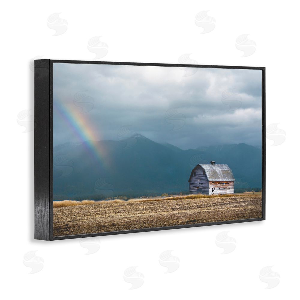 Annie Bailey Art Mission Mountain Barn Rainbow Black Framed Giclee Wall Art Print