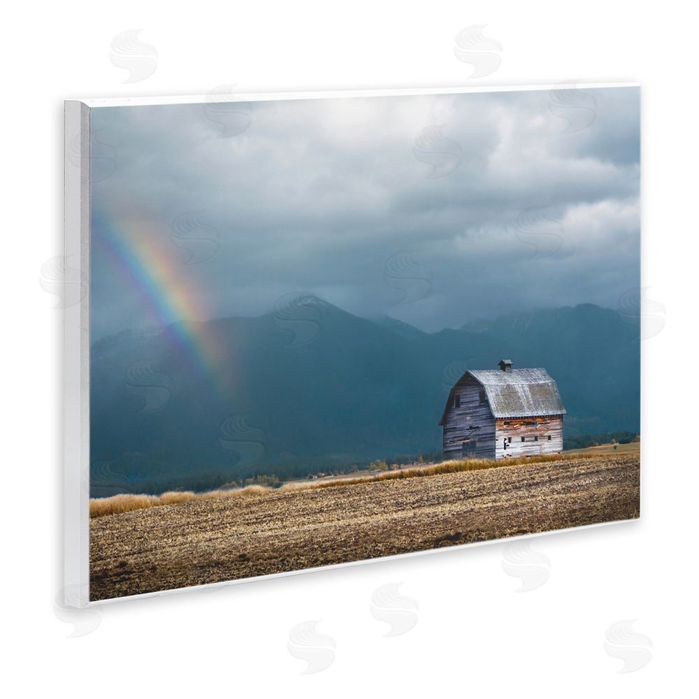 Annie Bailey Art Mission Mountain Barn Rainbow Wall Plaque Art Print