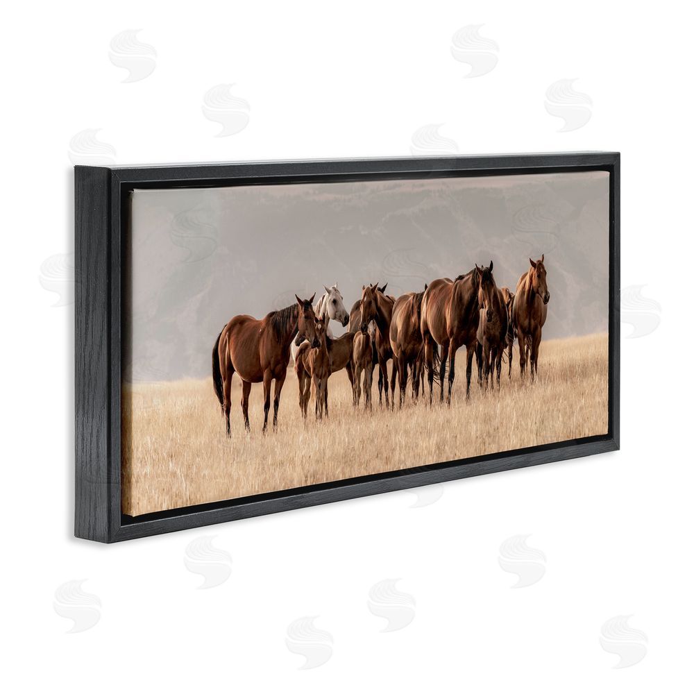 Christy Berry Montana Mares Herd Black Floating Frame Canvas Wall Art Print