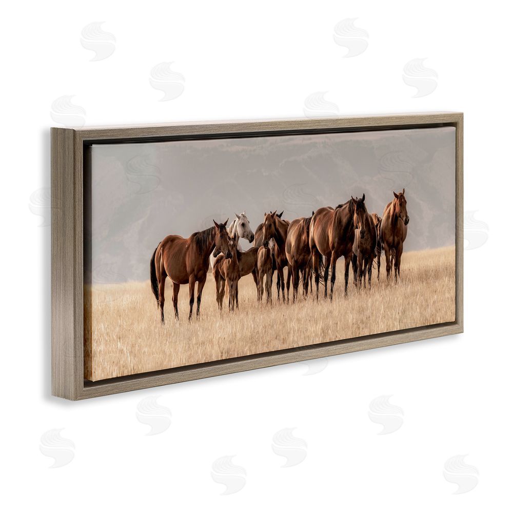 Christy Berry Montana Mares Herd Brown Floating Frame Canvas Wall Art Print