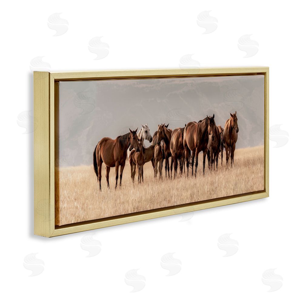 Christy Berry Montana Mares Herd Gold Floating Frame Canvas Wall Art Print