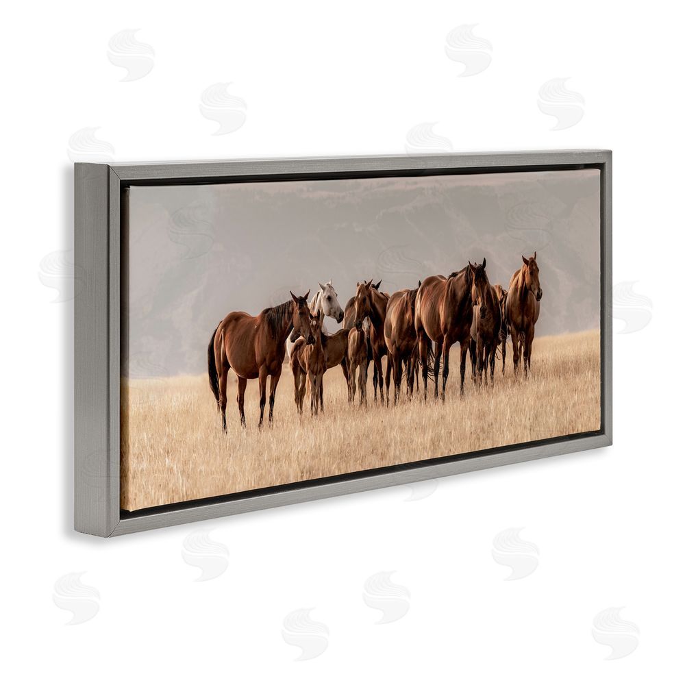 Christy Berry Montana Mares Herd Gray Floating Frame Canvas Wall Art Print