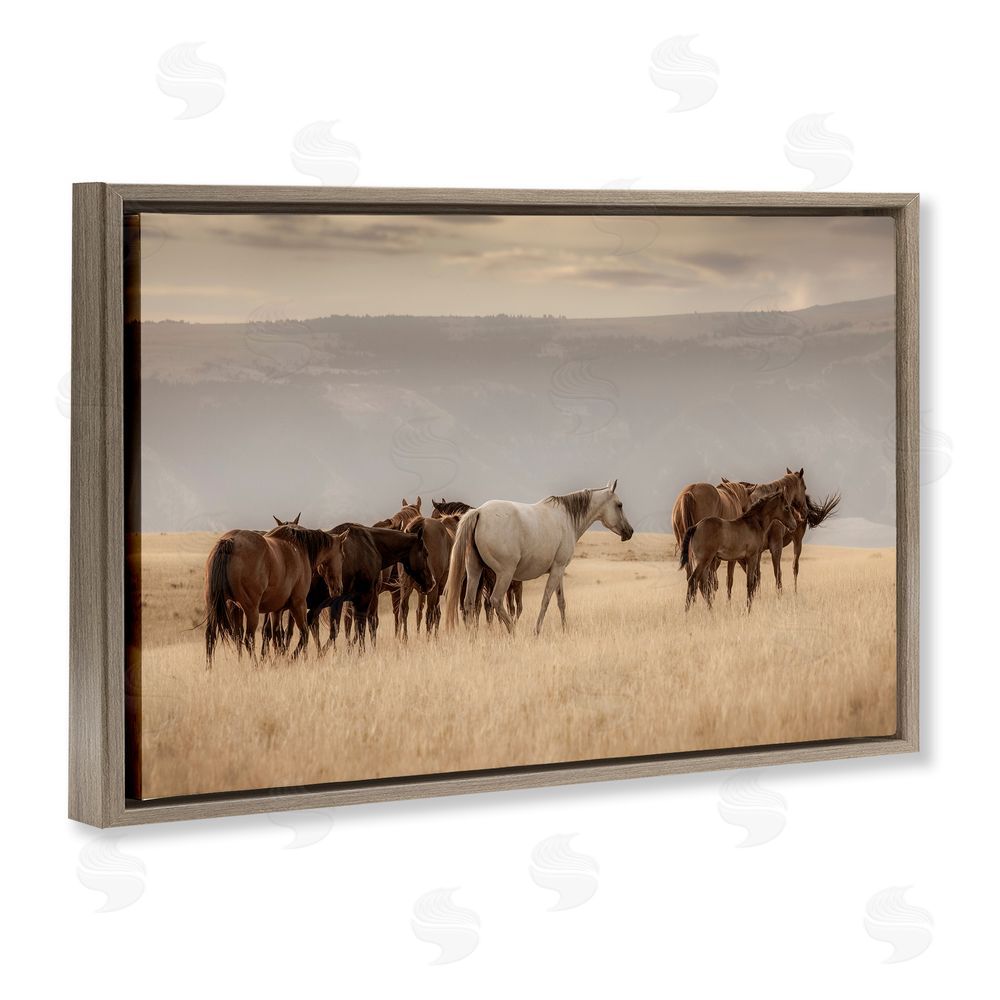 Christy Berry Equestrian Montana Herd Brown Floating Frame Canvas Wall Art Print