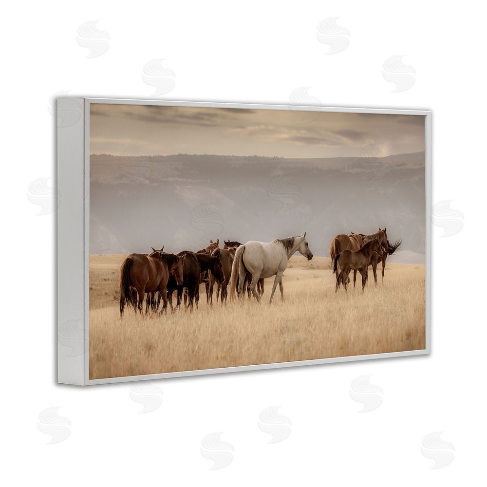 Christy Berry Equestrian Montana Herd White Framed Giclee Wall Art Print