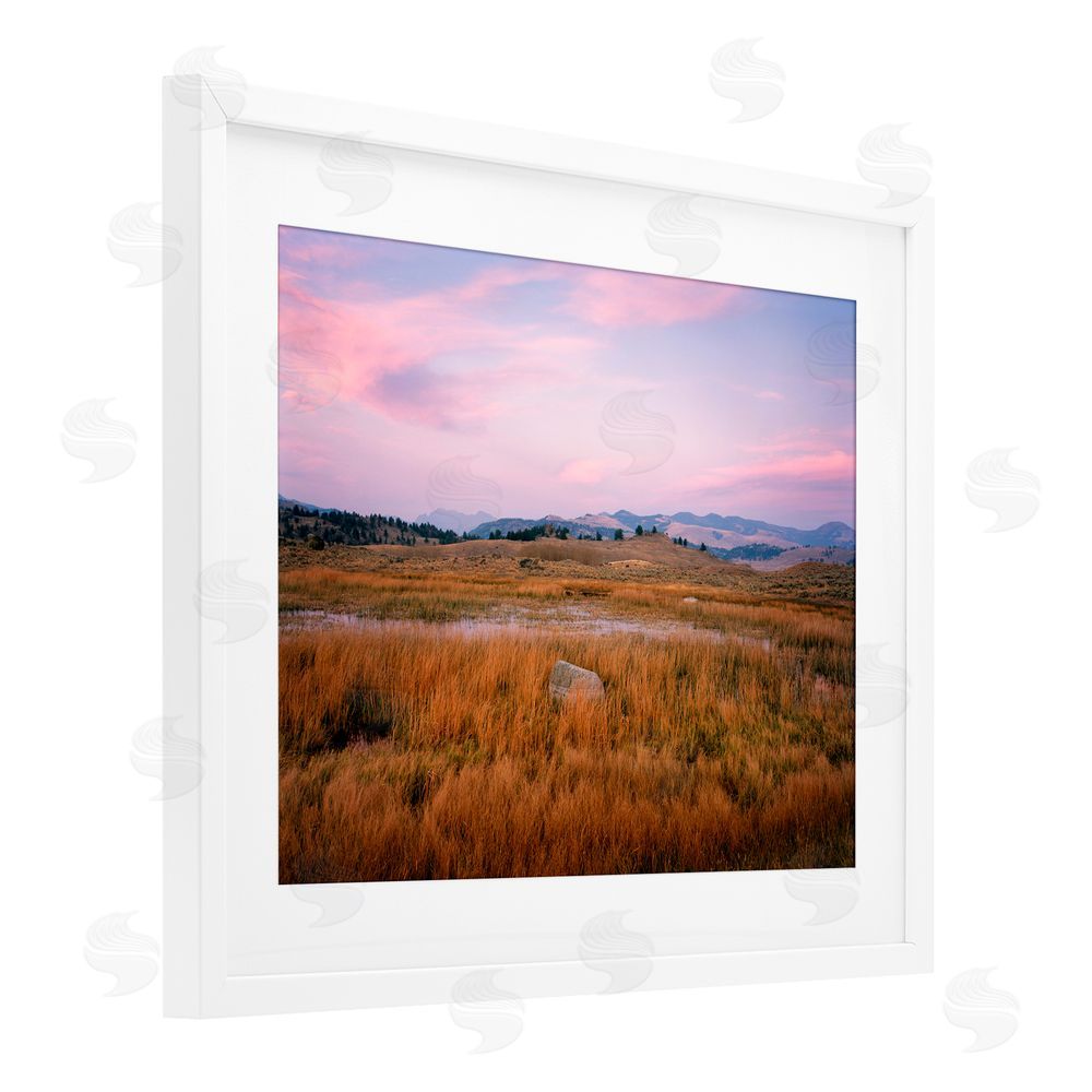 Jim Becia Morning Light, Rock & Grasses White Framed Print Under Glass with Mat Wall Art