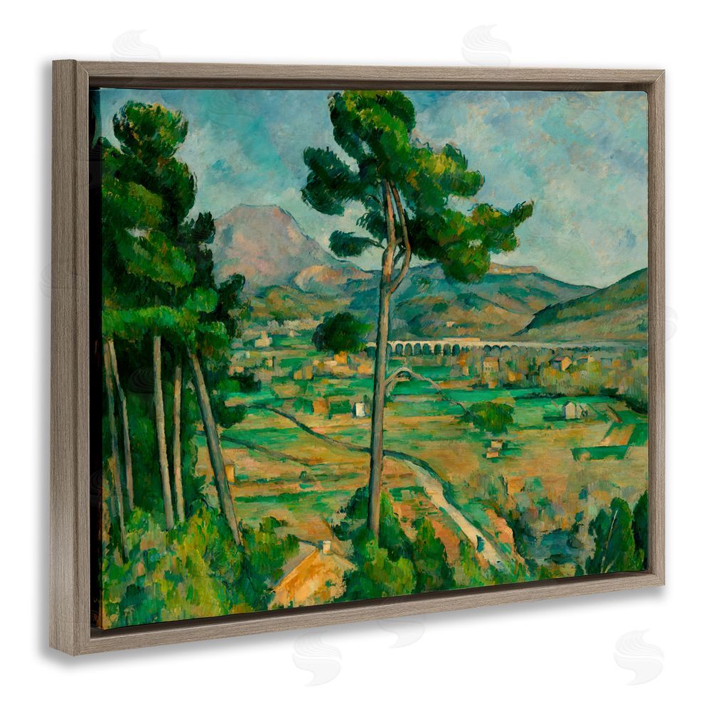Paul Cezanne Classical Mont Sainte Victoire Brown Floating Frame Canvas Wall Art Print