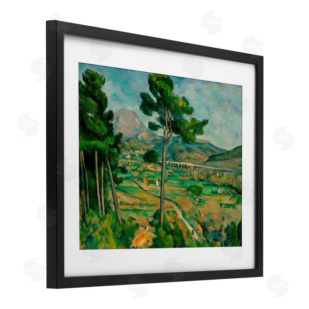 Paul Cezanne Classical Mont Sainte Victoire Black Framed Print Under Glass with White Mat Wall Art