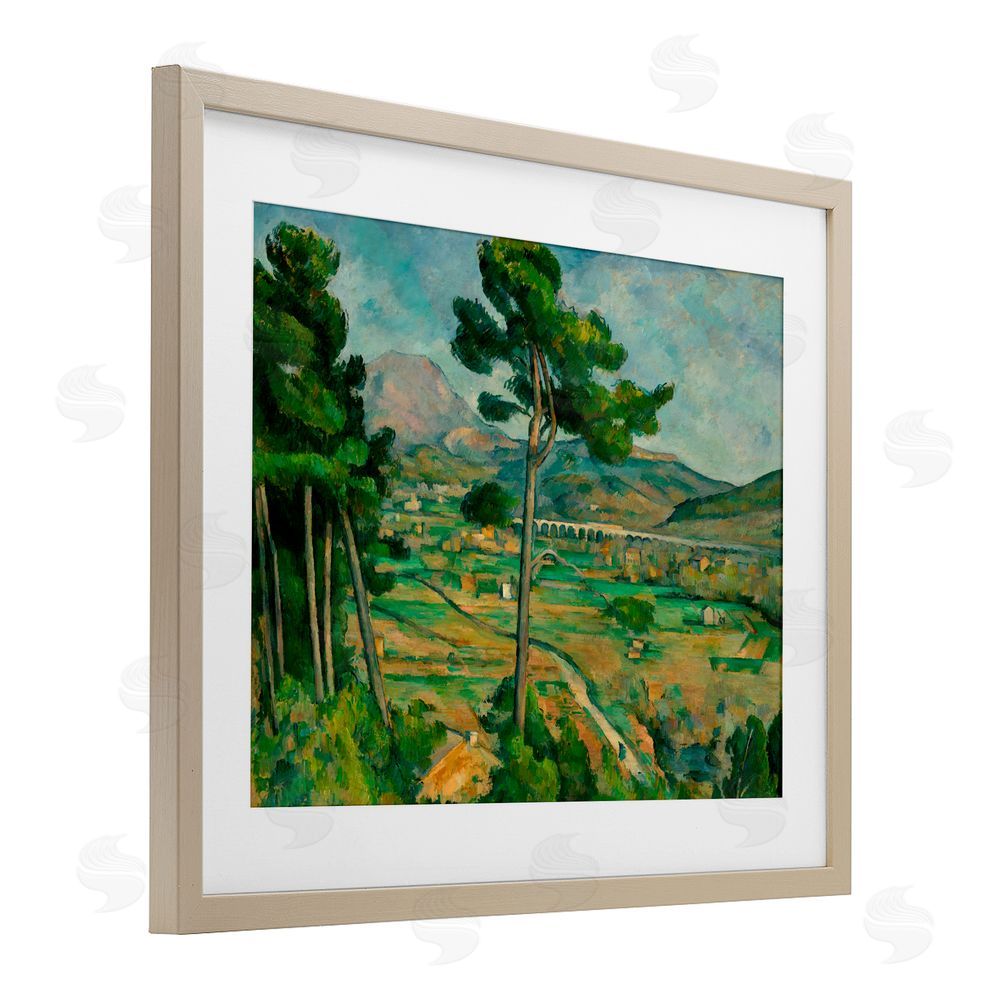 Paul Cezanne Classical Mont Sainte Victoire Birch Framed Print Under Glass with White Mat Wall Art