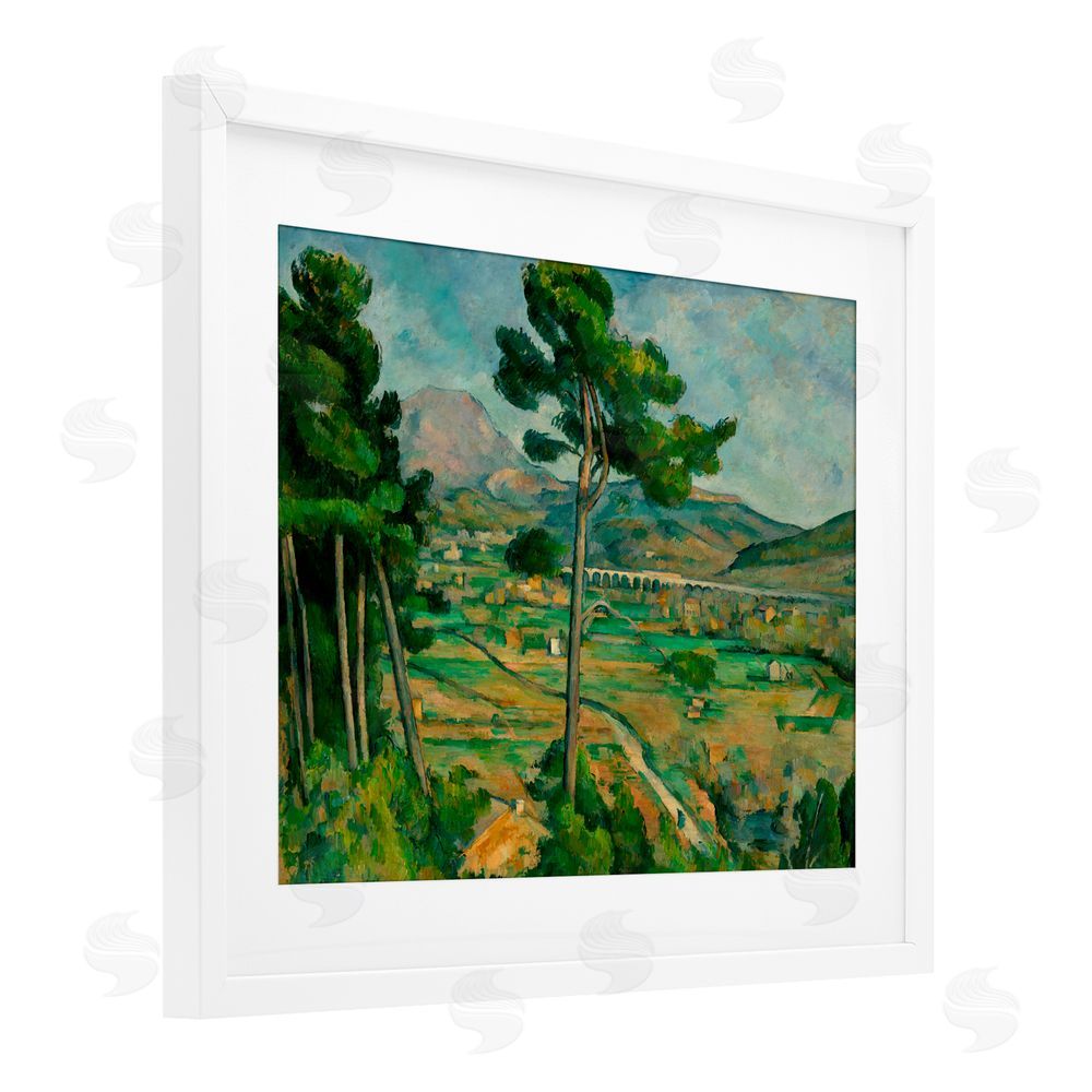 Paul Cezanne Classical Mont Sainte Victoire White Framed Print Under Glass with Mat Wall Art