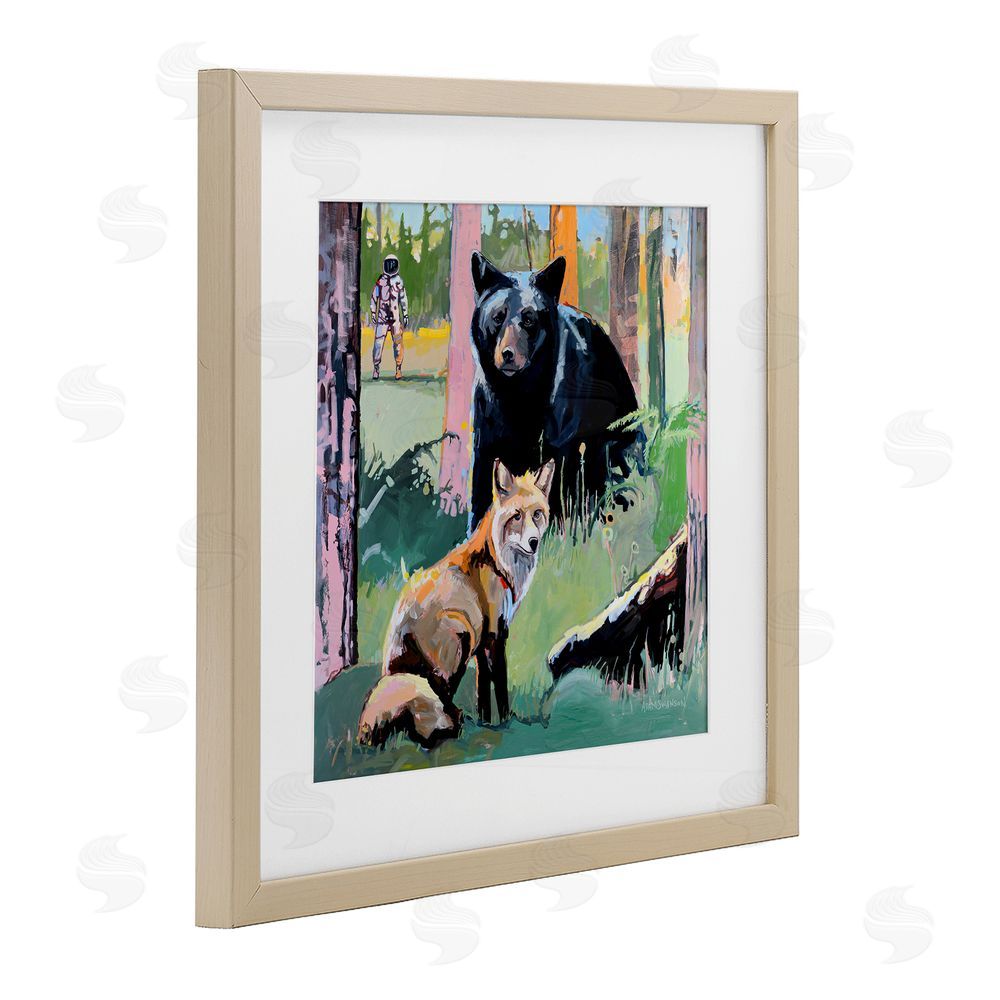 Adam Swanson Forest Animals in Deep Space Brown Framed Print Under Glass Wall Art