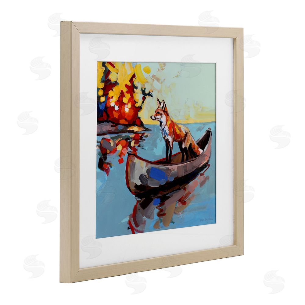 Adam Swanson Fox's Voyage on Canoe Brown Framed Print Under Glass Wall Art
