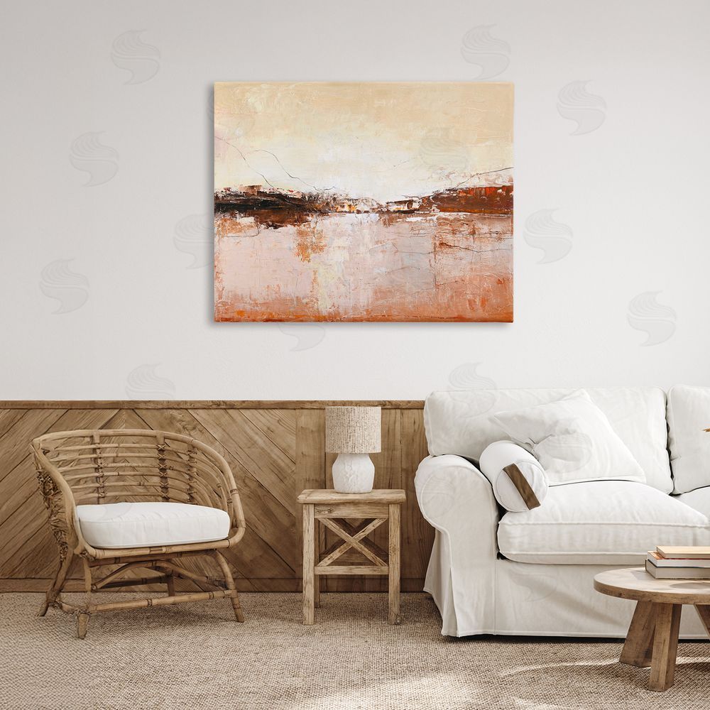 Design Fabrikken Warm Distressed Horizon Stretched Canvas Wall Art Print in Room