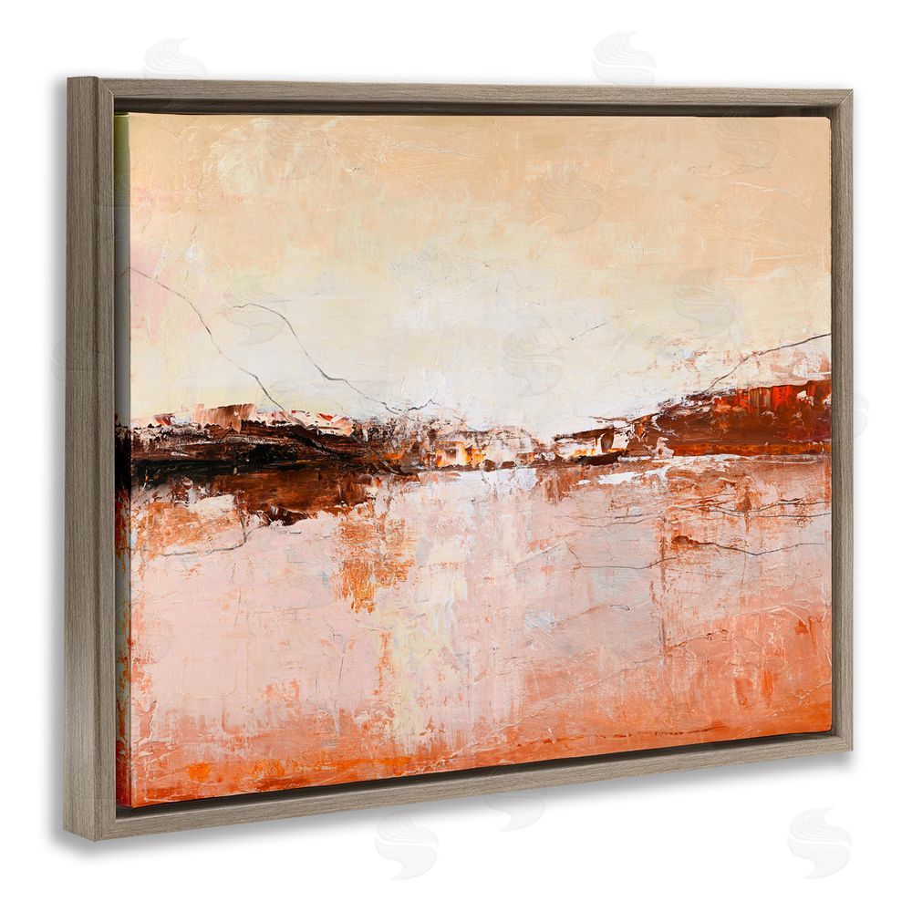 Design Fabrikken Warm Distressed Horizon Brown Floating Frame Canvas Wall Art Print