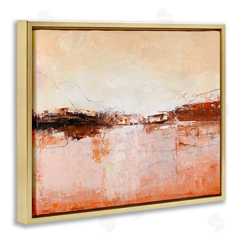 Design Fabrikken Warm Distressed Horizon Gold Floating Frame Canvas Wall Art Print