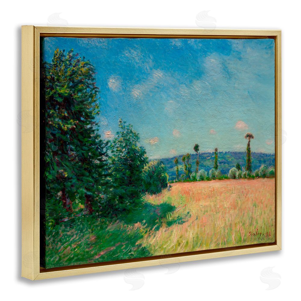 Alfred Sisley Sahurs Meadows in Morning Sun Gold Floating Frame Canvas Wall Art Print