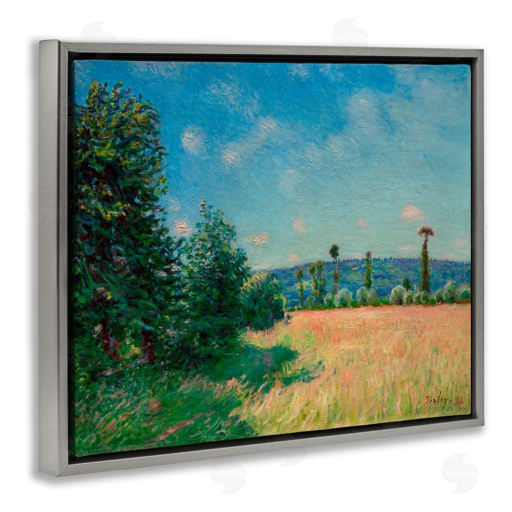 Alfred Sisley Sahurs Meadows in Morning Sun Gray Floating Frame Canvas Wall Art Print