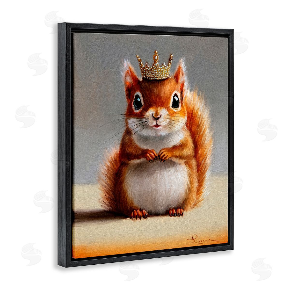 Lucia Heffernan Fancy Crowned Squirrel Black Floating Frame Canvas Wall Art Print