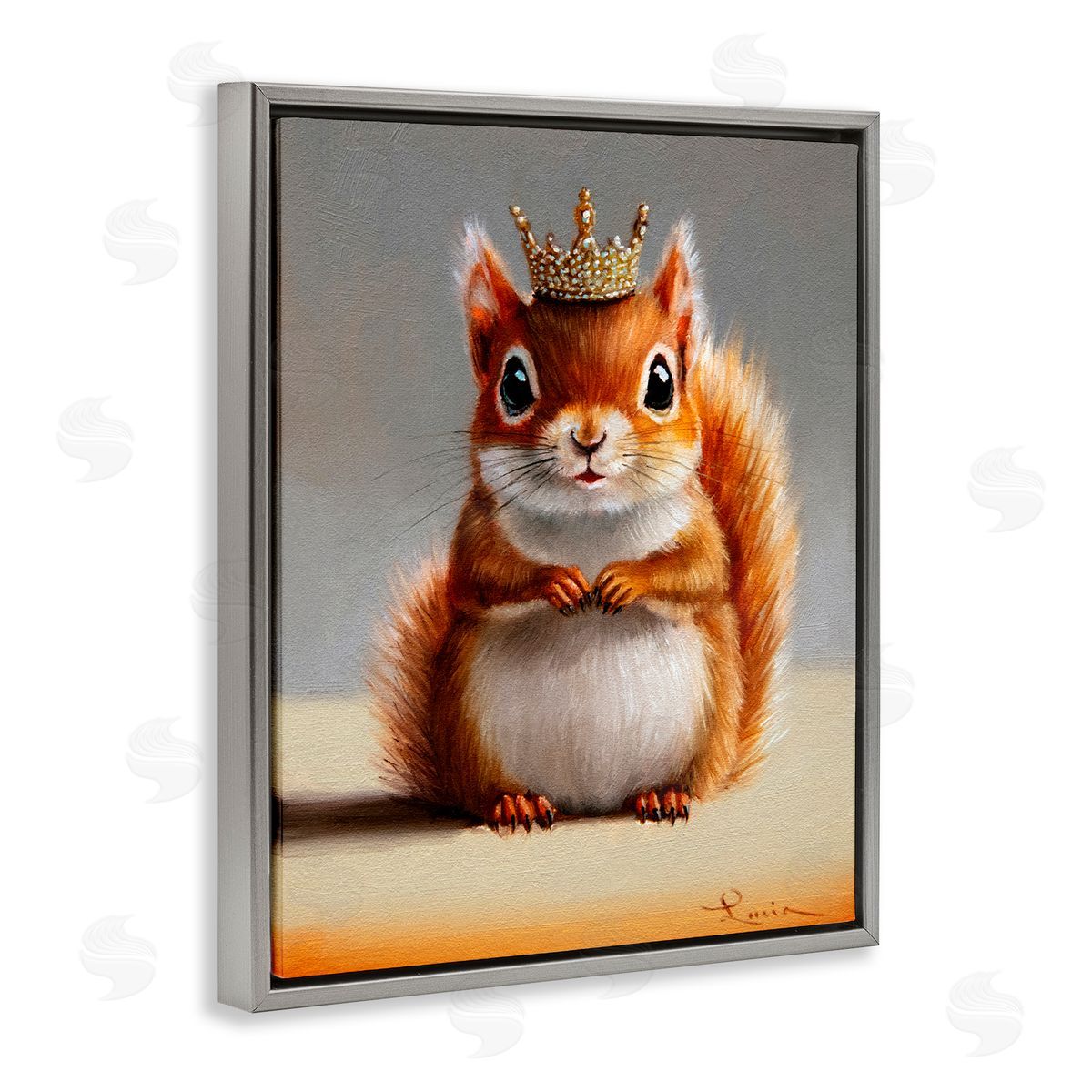 Lucia Heffernan Fancy Crowned Squirrel Gray Floating Frame Canvas Wall Art Print