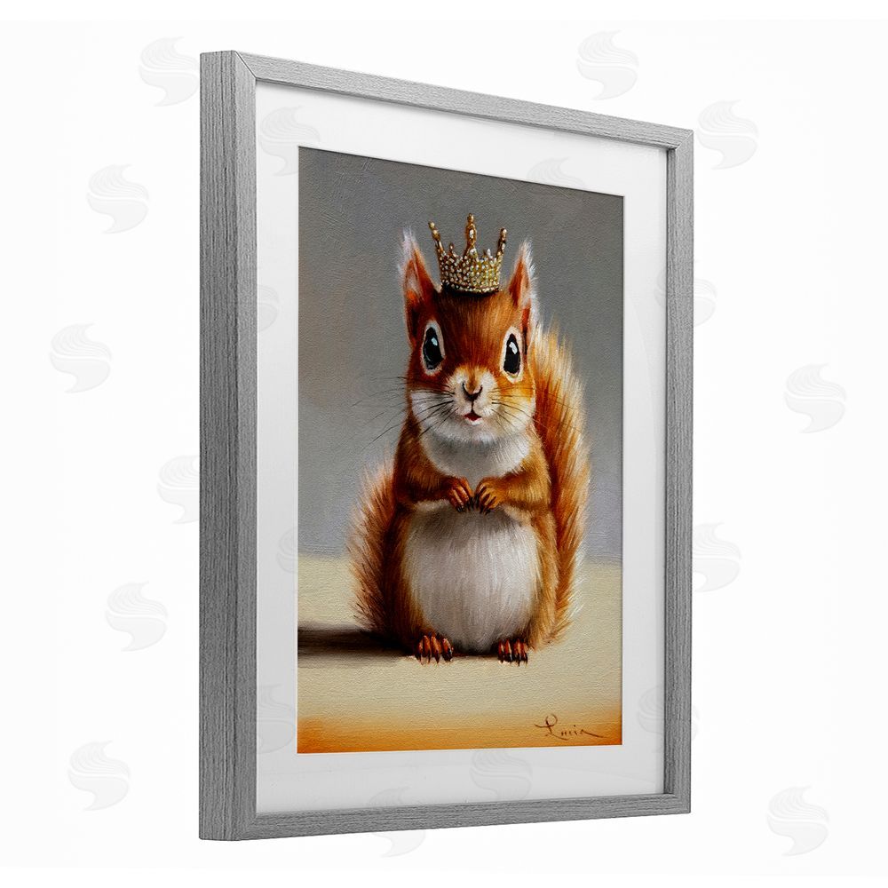Lucia Heffernan Fancy Crowned Squirrel Gray Framed Print Under Glass Wall Art