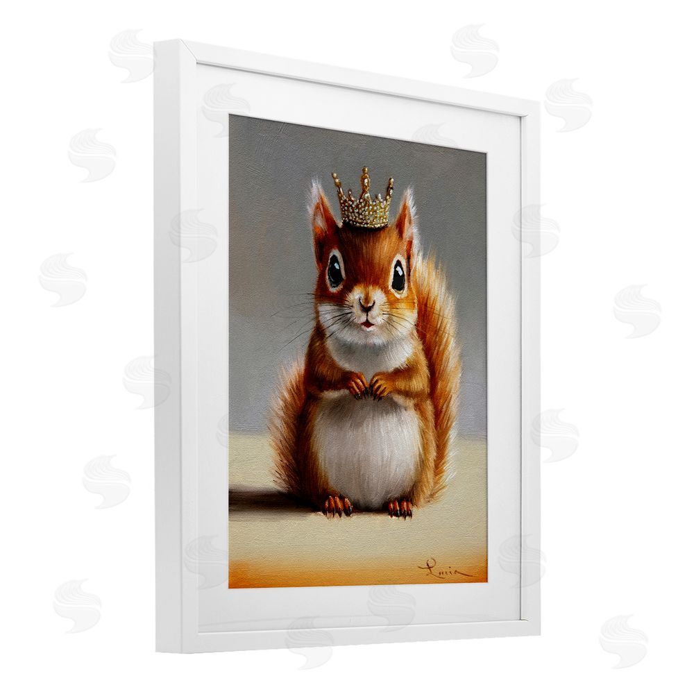 Lucia Heffernan Fancy Crowned Squirrel White Framed Print Under Glass Wall Art