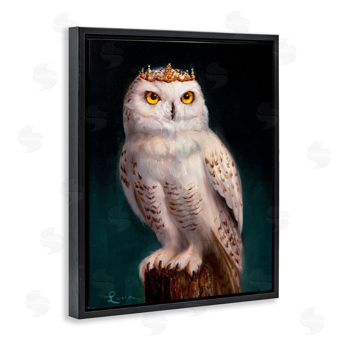 Lucia Heffernan Snowy Owl King Black Floating Frame Canvas Wall Art Print