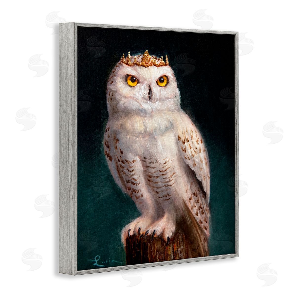 Lucia Heffernan Snowy Owl King Gray Framed Giclee Print Wall Art