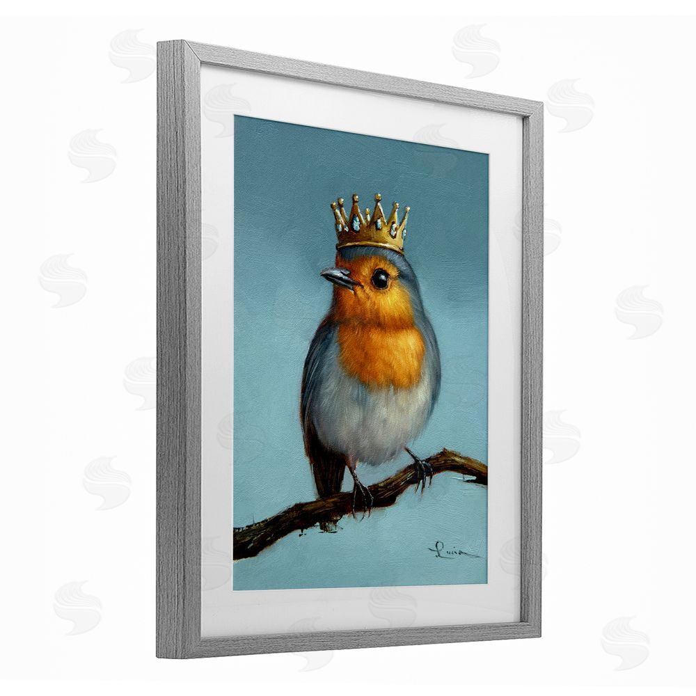 Lucia Heffernan Royal Robin Perched Gray Framed Print Under Glass Wall Art