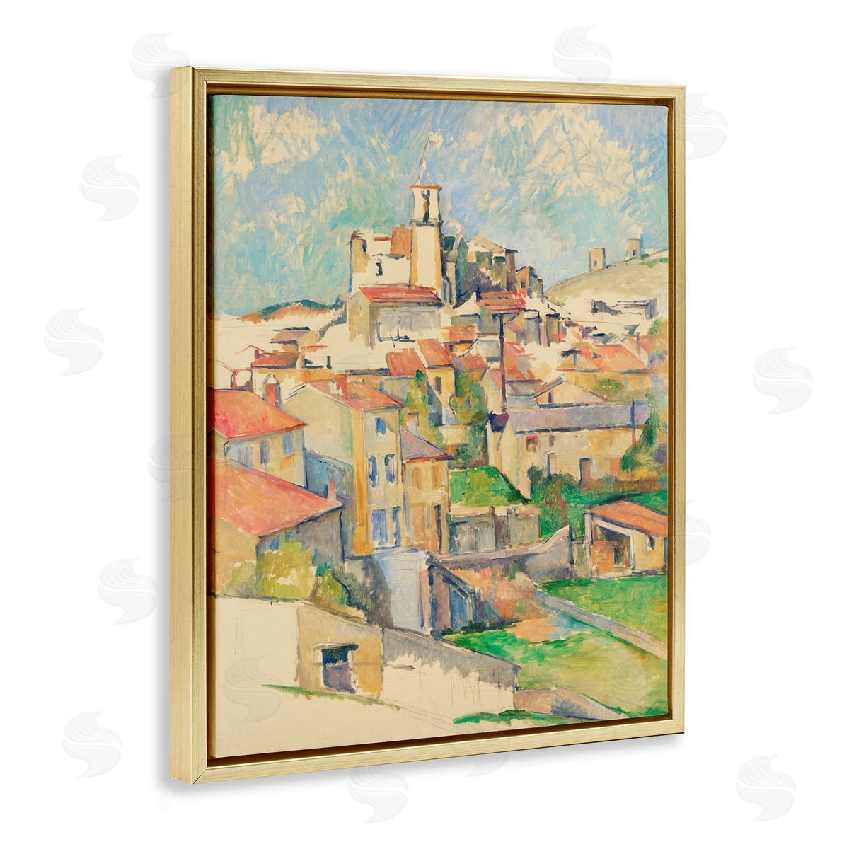 Paul Cezanne Gardanne Cezanne Cityscape Gold Floating Frame Canvas Wall Art Print