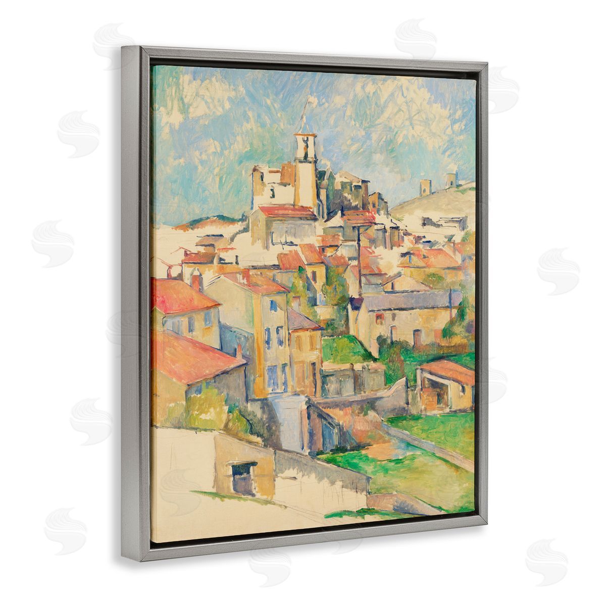 Paul Cezanne Gardanne Cezanne Cityscape Gray Floating Frame Canvas Wall Art Print