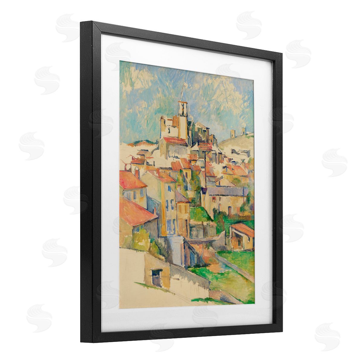 Paul Cezanne Gardanne Cezanne Cityscape Black Framed Print Under Glass with White Mat Wall Art